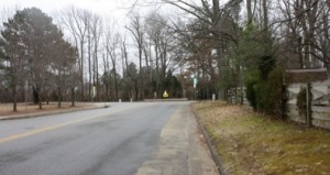 A mostly unmarked school crossing. Would patterns be sufficient to solve this problem?